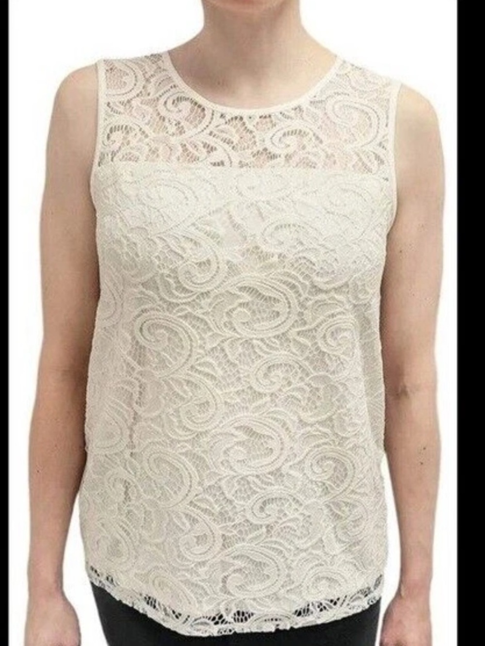 Adrianna Papell Ivory Lace Sleeveless Tank XL